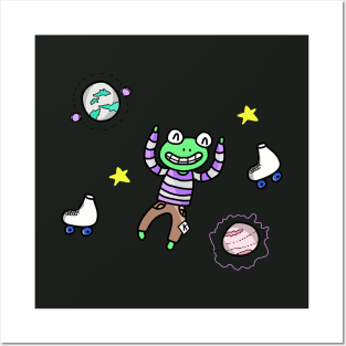 green froggy kawaii funny univerese Posters and Art